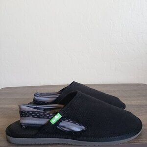 Sanuk Yoga Slingback Cruz Prints Shoes Comfort Yoga Mat Black/Grey Size Womens 5